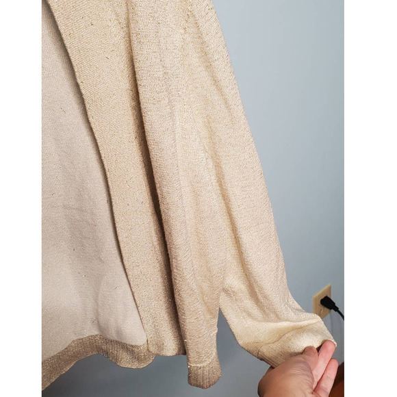 GRACE Knit Dressing Y2K Chic Cream & Gold Subtle Sparkly Lightweight Cardigan - Picture 6 of 7